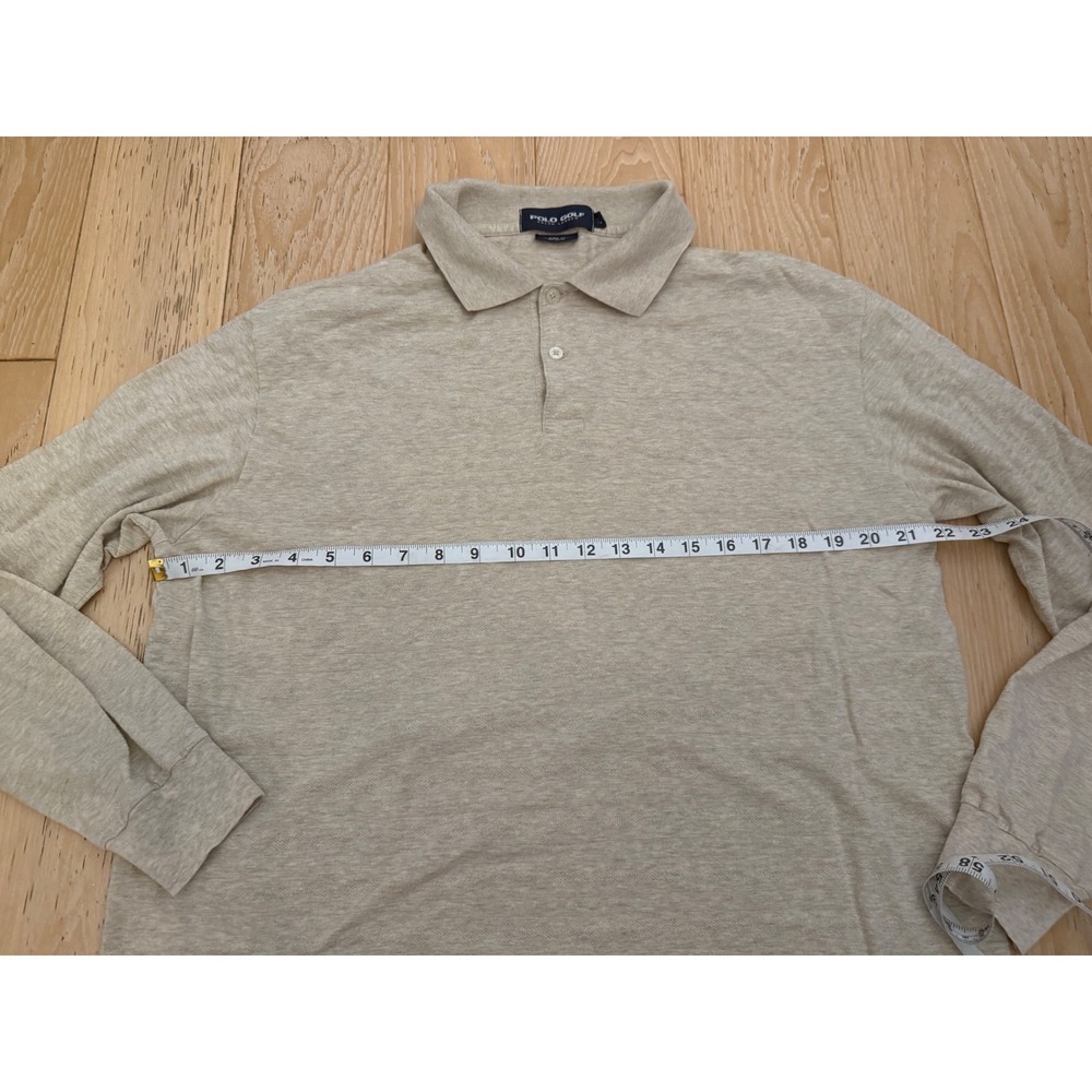 POLO GOLF Mens Long Sleeve Polo Pima Cotton Textured Knit Preppy Luxury Large - Picture 2 of 7